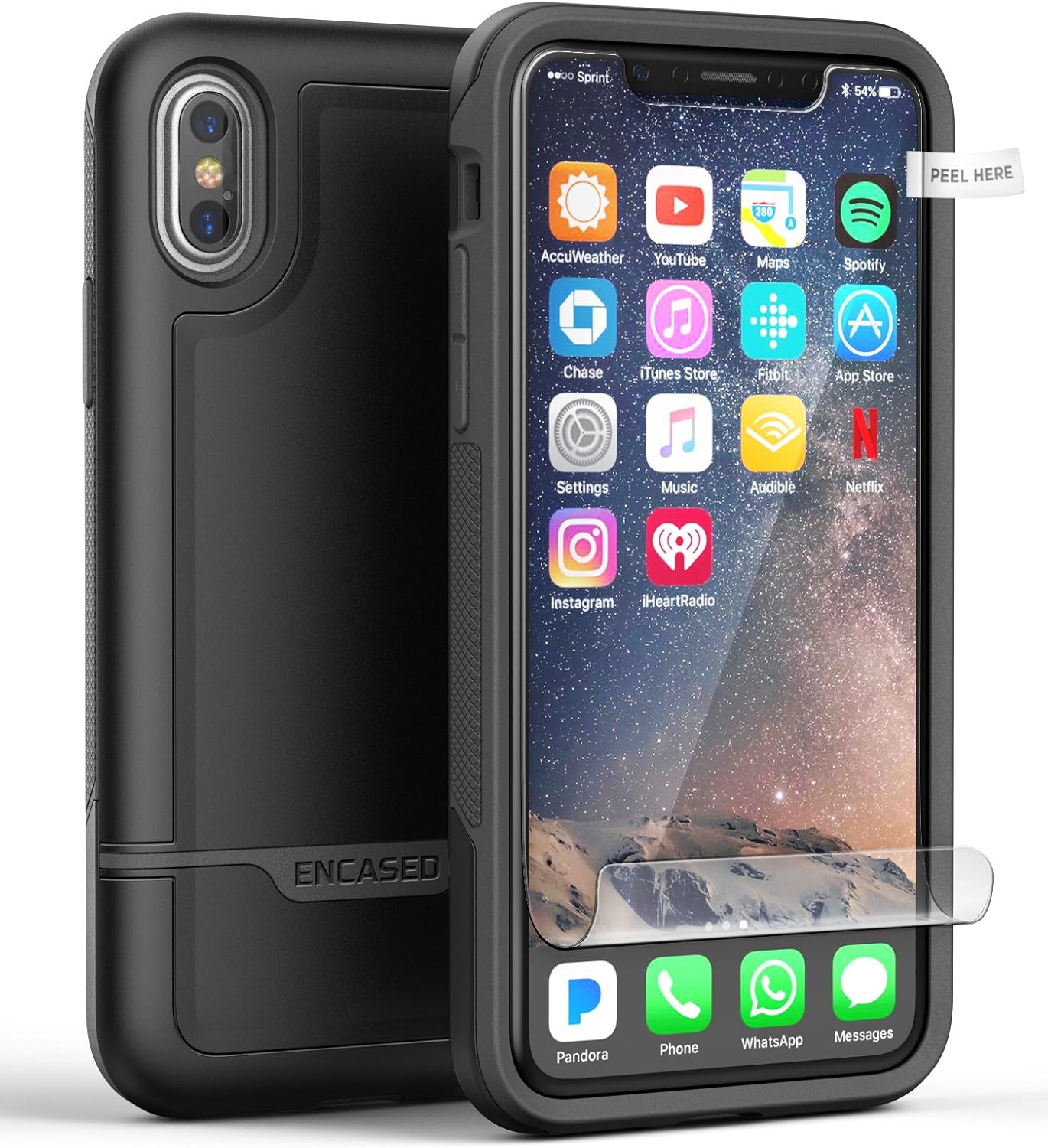 ENCASED Heavy Duty iPhone Xs Case Belt Clip Holster Black Protective Hybrid Cover (Rebel Armor) Designed for Apple iPhone X/iPhone Xs (5.8") - Image 2