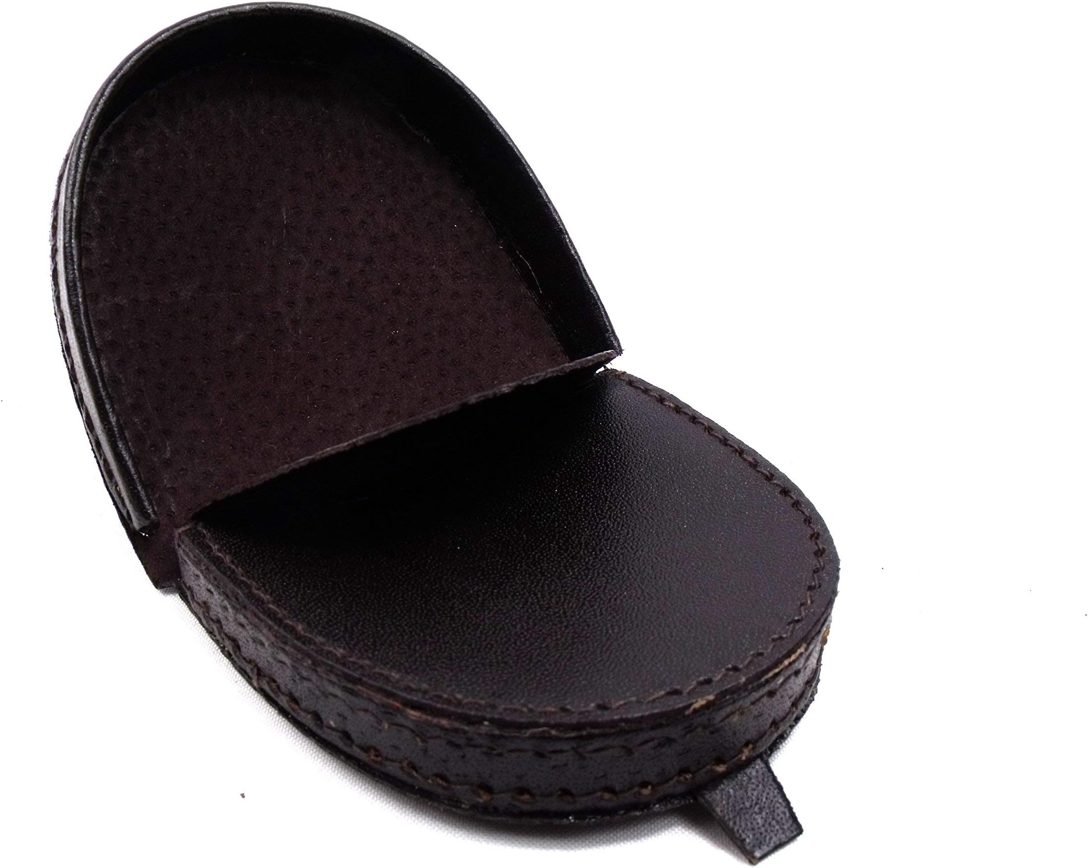 Mens Real Leather Coin Tray Purse LARGE 8cm x 9cm Coins Pouch Wallet (Black)