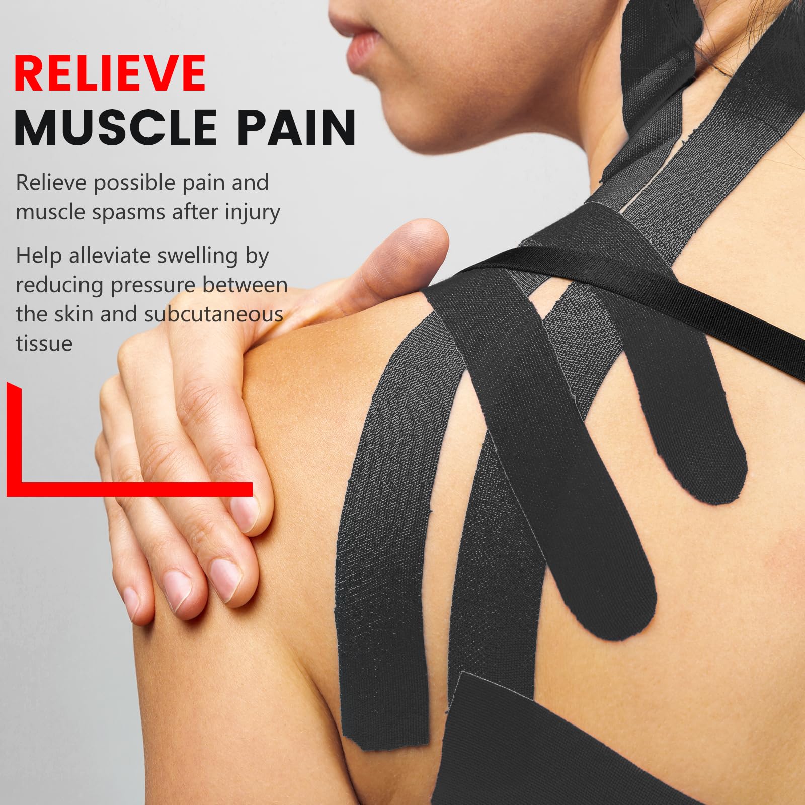 16 Rolls Kinesiology Tape, 2 inch x 16.4 Feet Waterproof Athletic Tape, Uncut Kinetic Tape, Elastic Muscle Tape, Sports Tape, Knee Tape for Exercise and Daily Use - Black