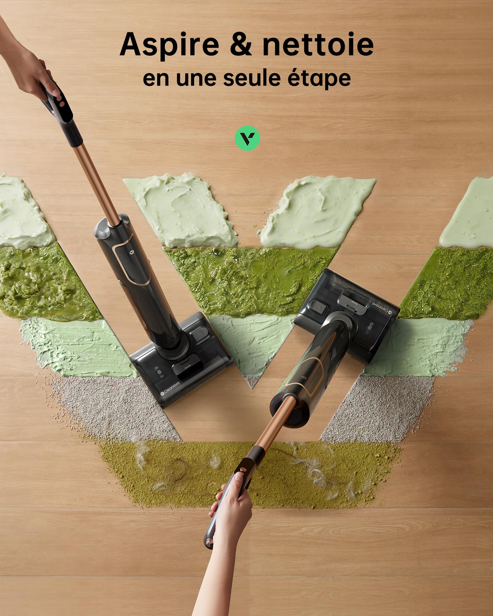 Aspirapolvere Lavapavimenti Senza Fili, Autopulizia, Autonomia 40 Min, 180° Reclinabile, Doppio Serbatoio Grande, Design Leggero, Lavapavimenti Aspirapolvere Senza Filo per Pavimenti,Subito Asciutti