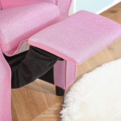 Miniatura 9 de Qaba Kids Recliner Chair Children Sofa Angle Adjustable Single Lounger Armchair Gaming Chair with Footrest 2 Side Pockets for 3-5 Years, Light Pink