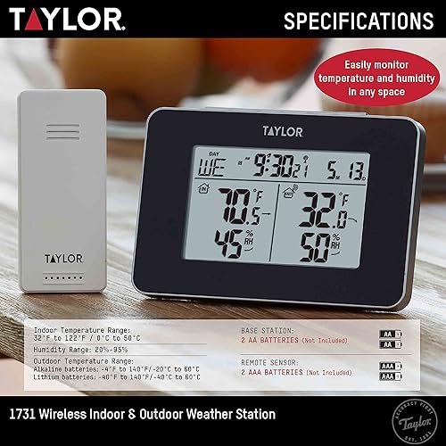 Miniatura 4 de Taylor Precision Products - Estación meteorológica digital inalámbrica para interioresexteriores