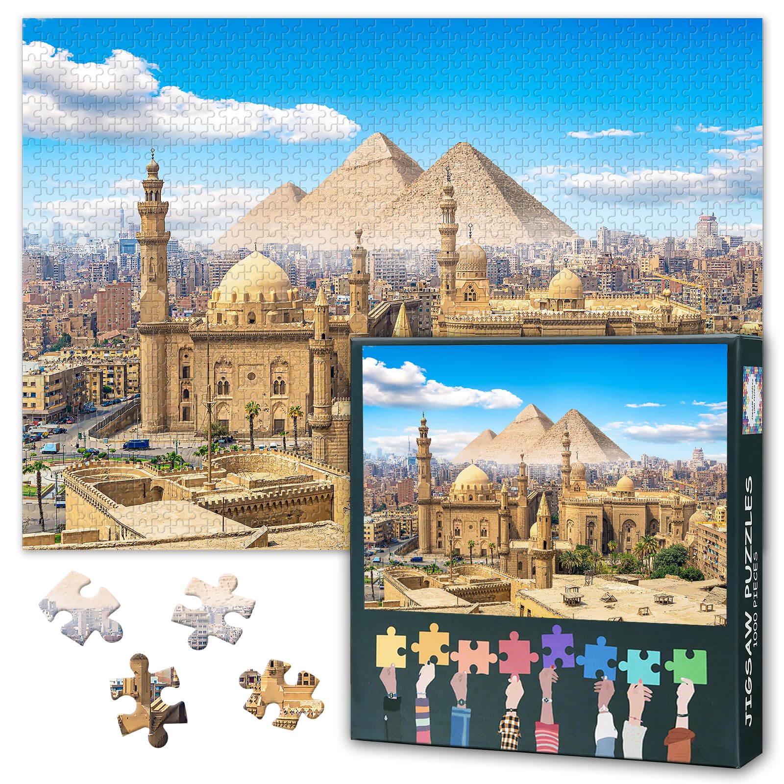 Puzzles for Adults 1000 Pieces, Mosque of Sultan Hassan Jigsaw Puzzles, Pyramids Adult Puzzle for Adults, Educational Fun Games or Toys for Elders Friends 20X27 INCH