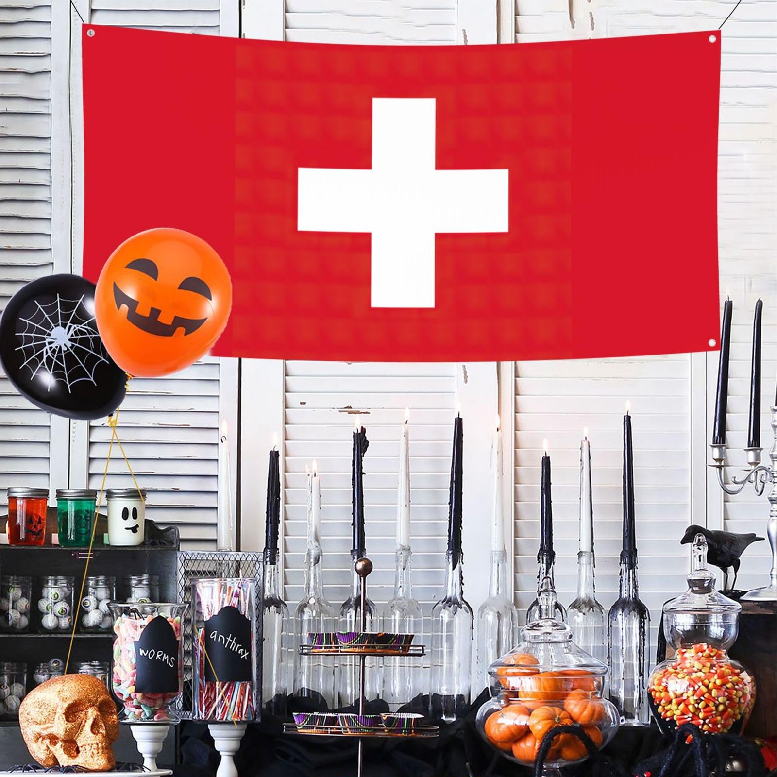 Bandera suiza para decoración de fiesta, divertida pancarta de cumpleaños, adecuada para fiestas y eventos temáticos