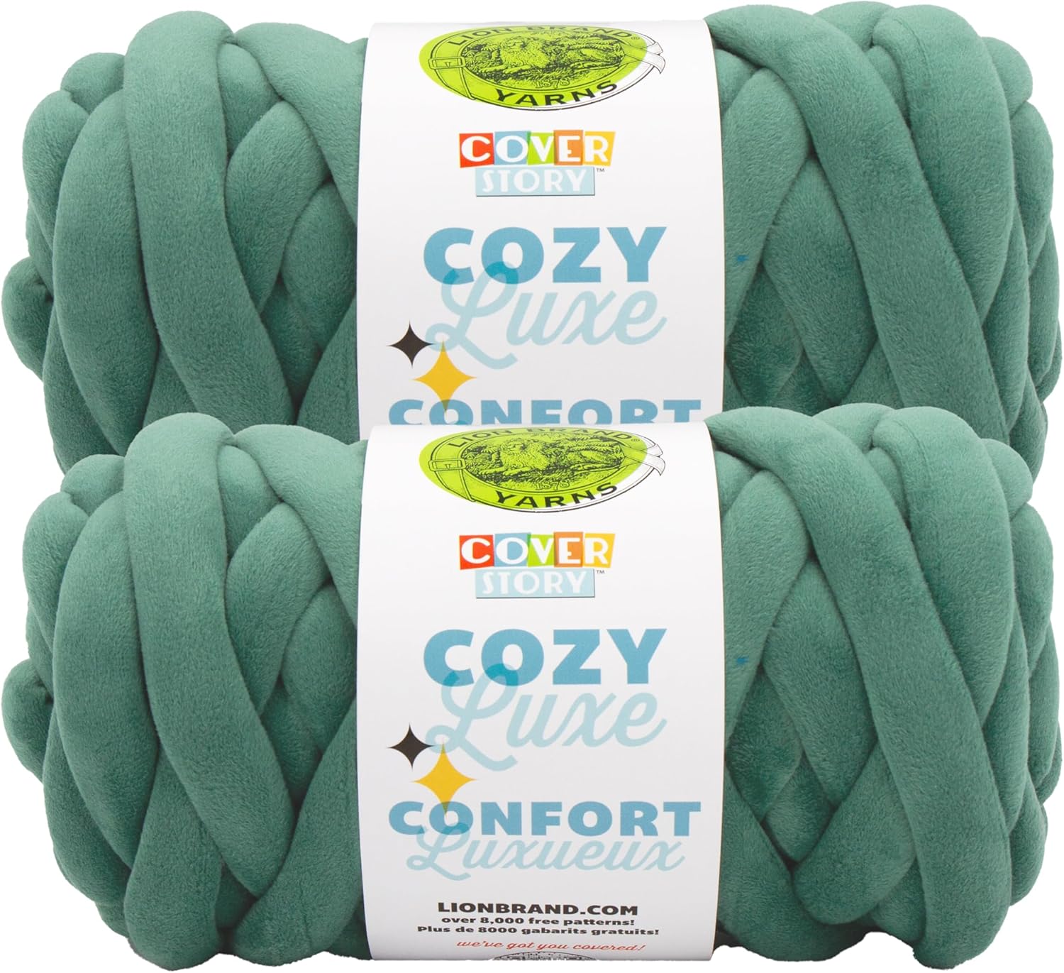 Lion Brand Yarn, Cover Story Cozy Luxe Jumbo Blanket Yarn for Knit & Crochet, Hunter Green, 2 Pack