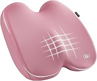 Skechers Pink Memory Foam Seat Cushion - Ergonomic Coccyx & Sciatica Relief for Office Chair, Car Seat, Long Sitting