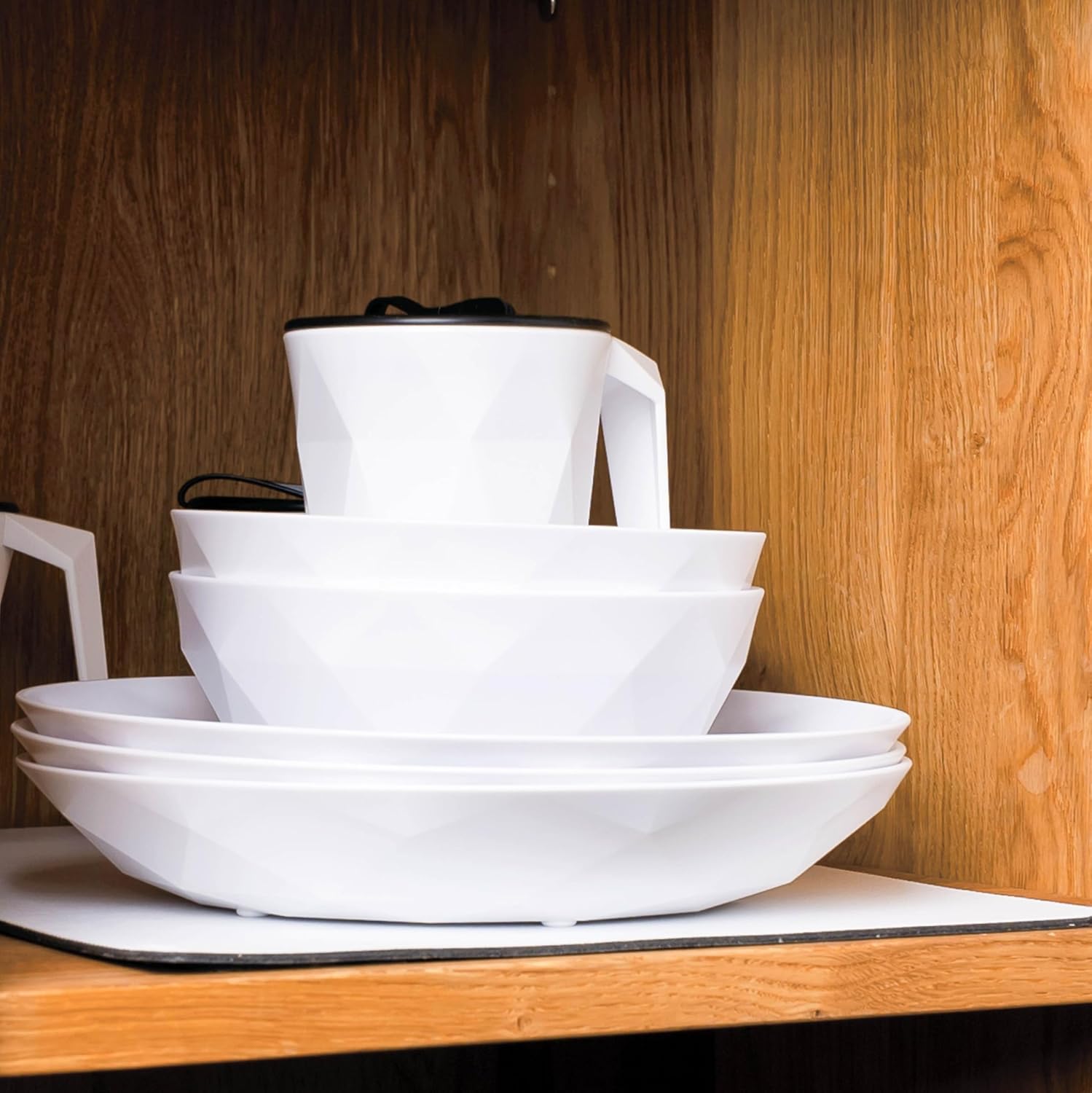 silwy® Super Magnetic Bowl (Set of 2) High-Tech Plastic - Perfect for Camping, Caravaning and Boating - Non-Slip Crockery Stackable Without Any Rattling