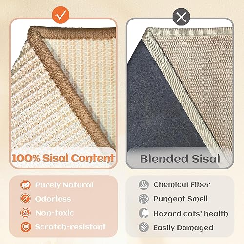 CHEERHOME PETS Sisal Cat Scratcher Bed for Indoor Cats — side view showing full product dimensions
