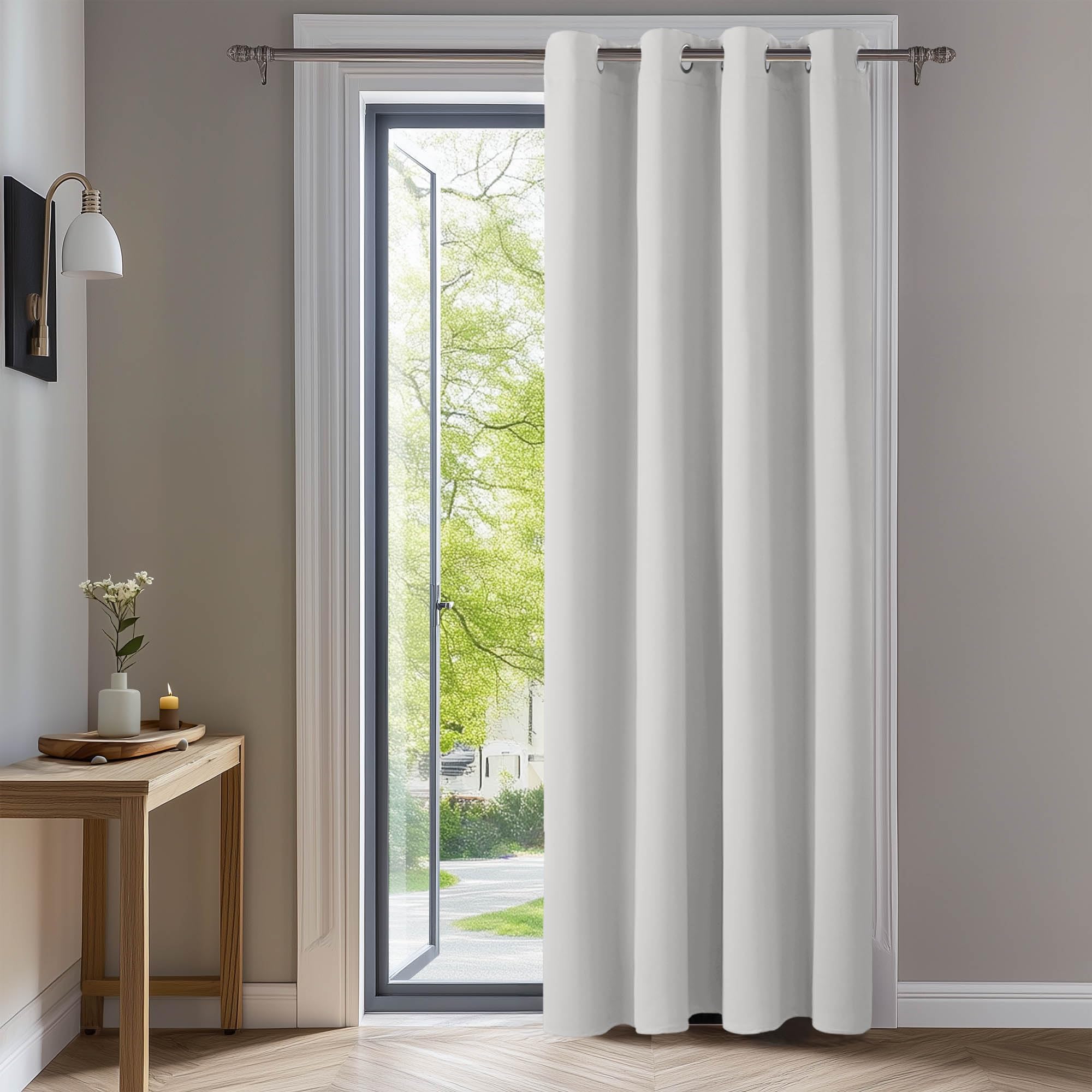 Deconovo Room Darkening Thermal Insulated Blackout Grommet Window Curtain Panel for Living Room, Greyish White, 42x63 Inch, 1 Panel