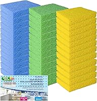 Vista 1 de Paquete de 36 esponjas de celulosa comprimida emergentes, esponja de cocina resistente, limpia y resistente sin rayones, ecológicas, reutilizables