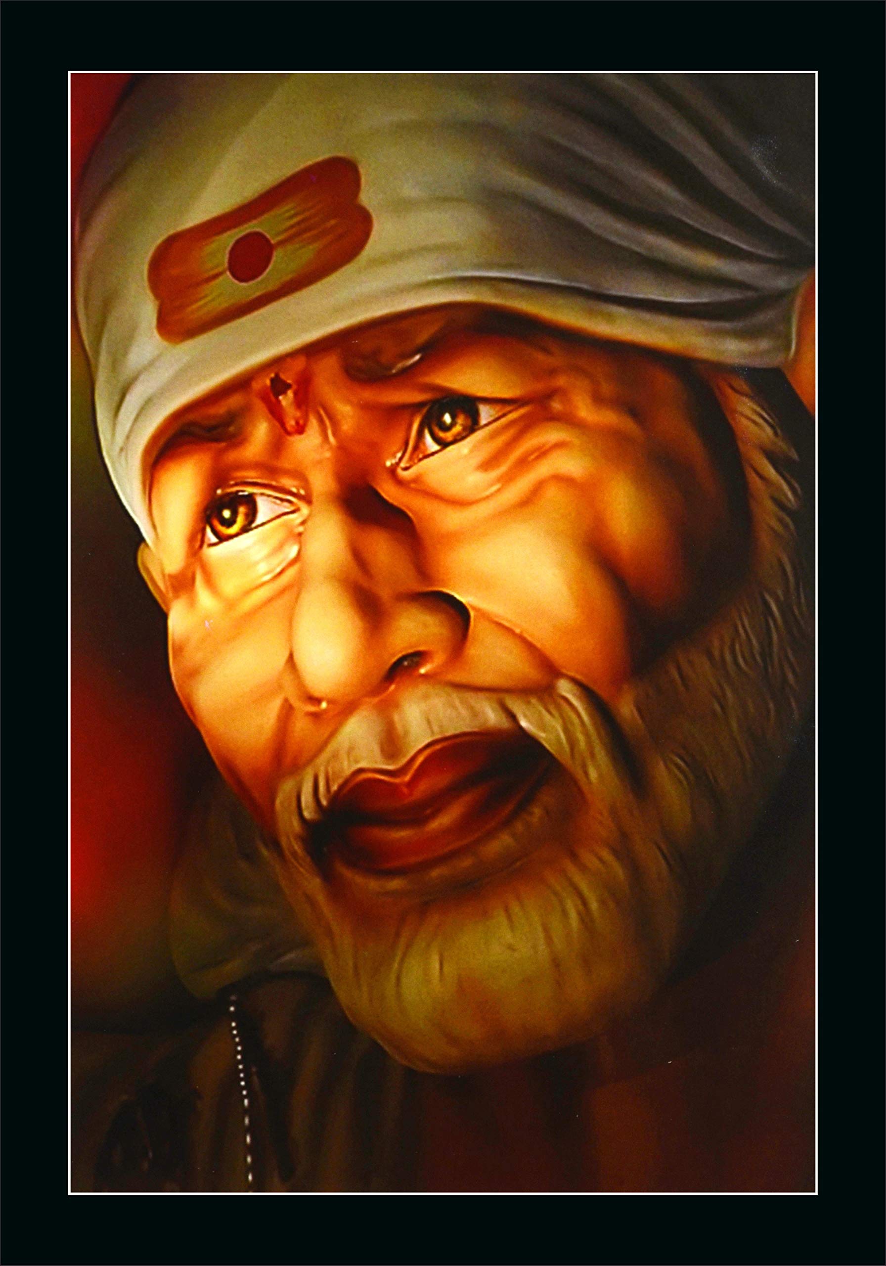 Floreto Shirdi Saibaba UV Textured Synthetic Framed Painting (20X14inch) FLORETO 4533