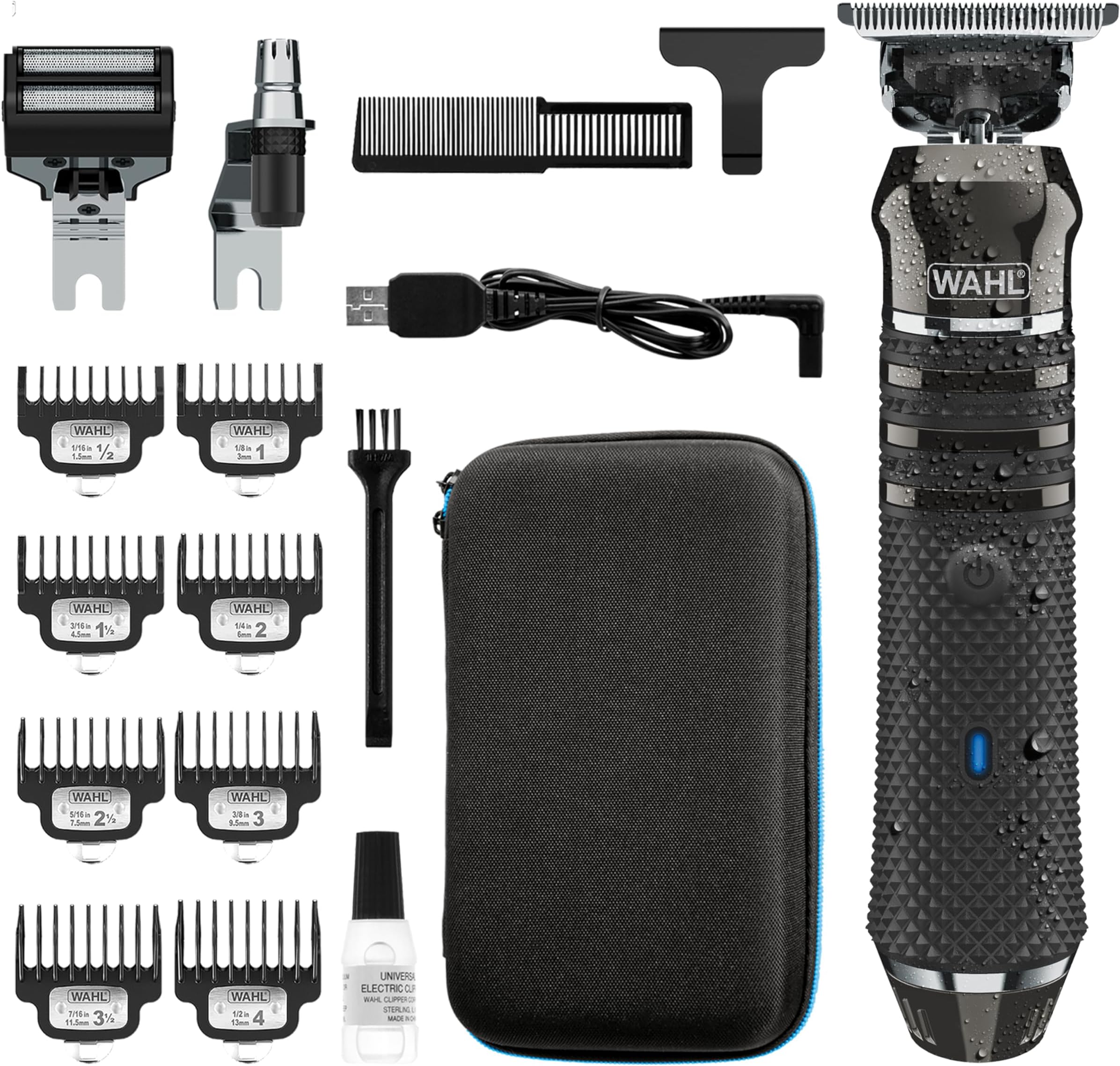 Wahl Pro Series High Visibility Trimmer, Close Cutting Blade, Lithium-Ion, Waterproof Beard Trimmer, Grooming Kit, Interchangeable Heads, Professional, Cordless, Close Cutting