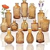 hanfc 14 Pieces Amber Bud Vases Set, Flower Vase, Wedding Table Decoration, Dining Table Centrepiece, Small Glass Vases for Flowers, Bud Vase, Home Decor, Living Room Accessories, Wedding Decorations