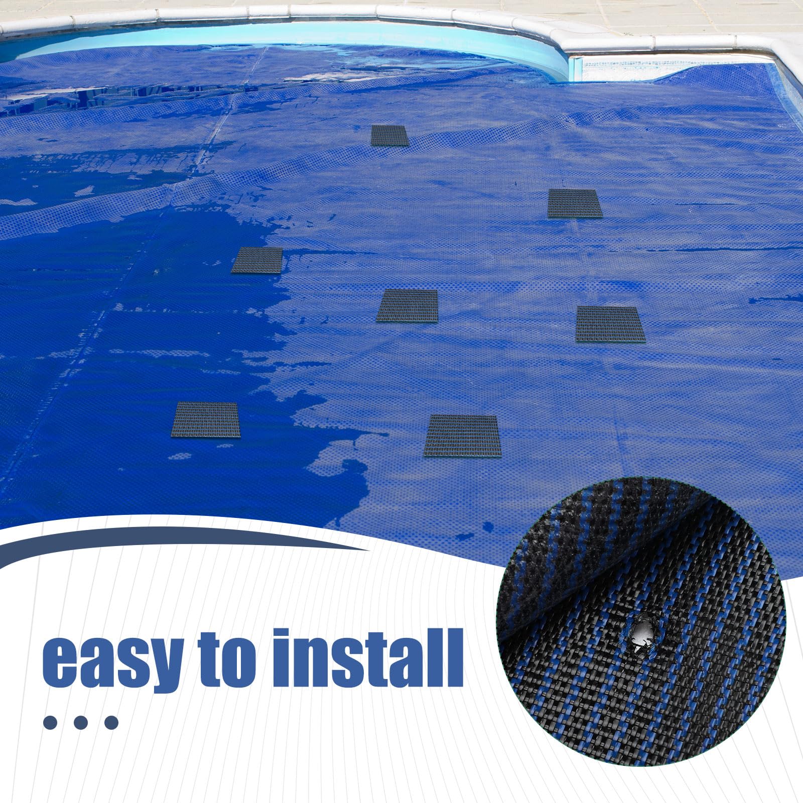 Pushglossy Kit de 2 rollos de parches de cubierta de seguridad para piscina, kit de reparación de parches de piscina de 39 x 8 pulgadas, parche de malla autoadhesiva para cubierta de piscina de