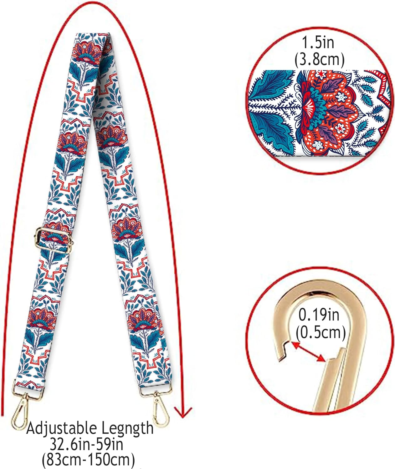 Wide Purse Strap Replacement Crossbody Handbag Shoulder Strap Adjustable Bag Straps Replacement - Image 2