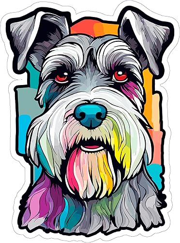 Schnauzer - Calcomanía de vinilo resistente a la intemperie para ventana, tamaño pequeño, impermeable, para botella de agua, taza, pasaporte, libro