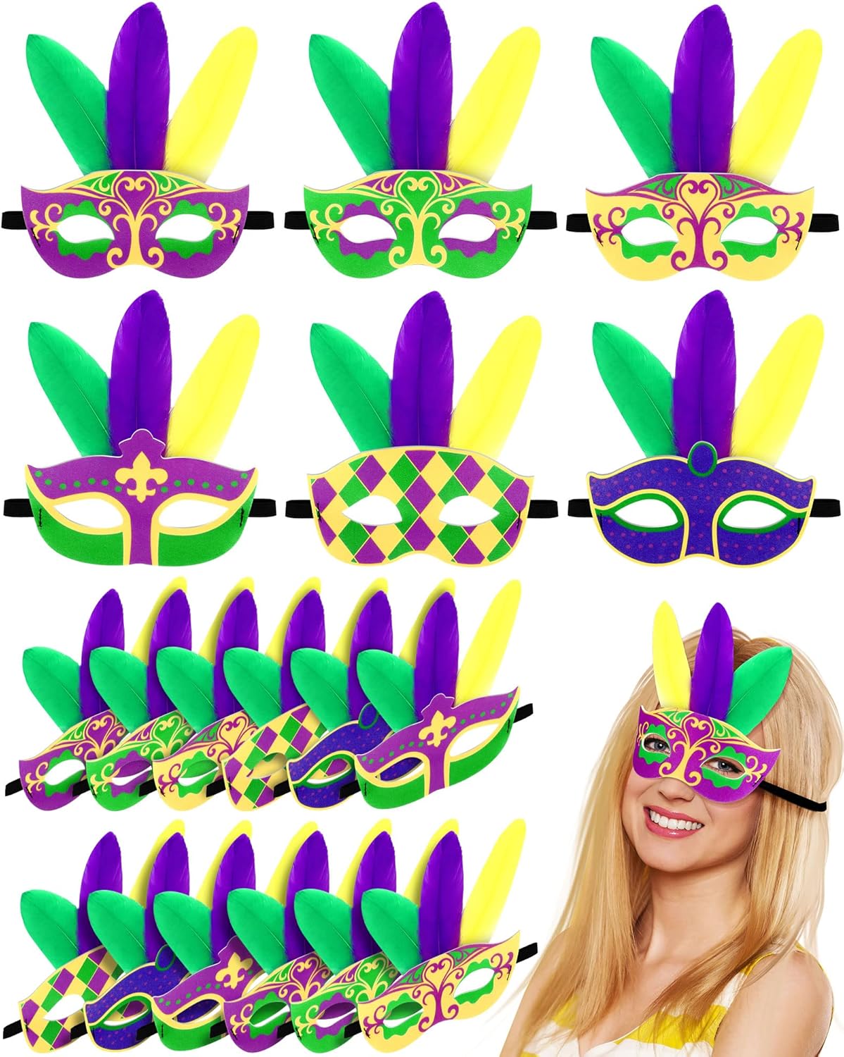 48 Pcs Mardi Gras Masks Bulk Masquerade Masks Mardi Gras