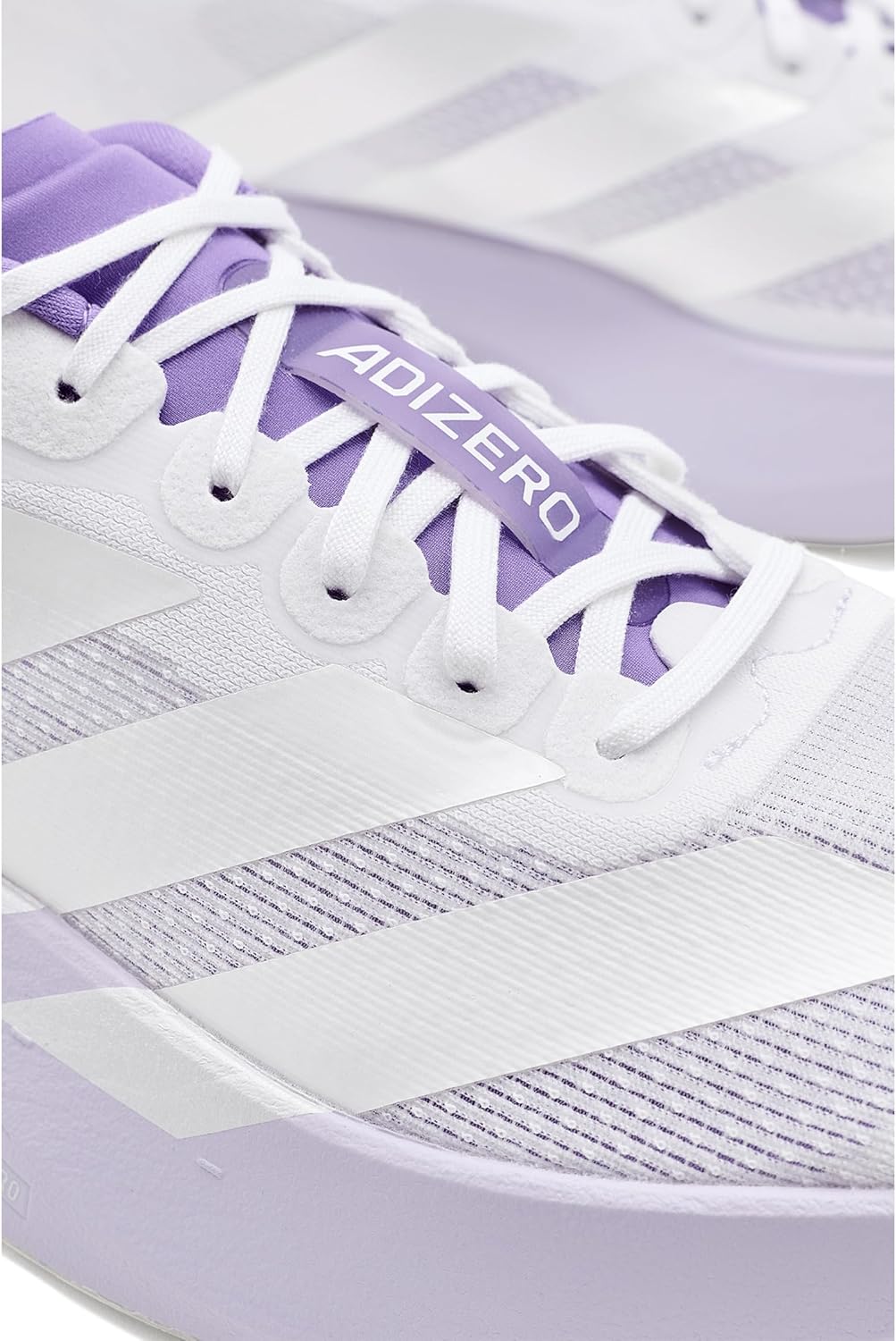 adidas Women's Adizero Evo SL W FTWR whiteZero met./Purple Tint 9 US