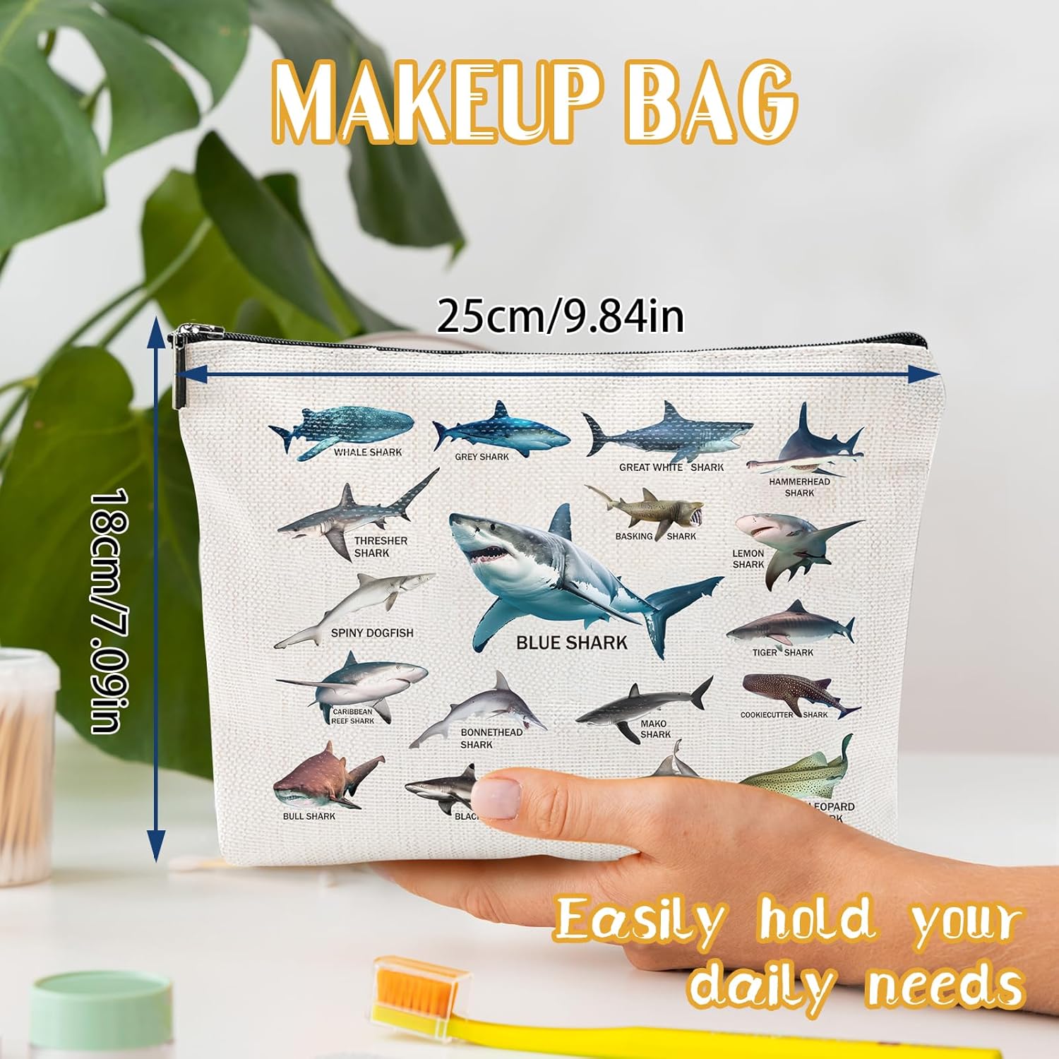 Shark Lover Stuff Gifts - Gifts for Shark Lover Teenagers, Ocean Shark Gifts Travel Pouch Makeup Bags, Birthday Gifts Ideas for Shark Lover Besties Cosmetic Bag Halloween Christmas Party - Image 4