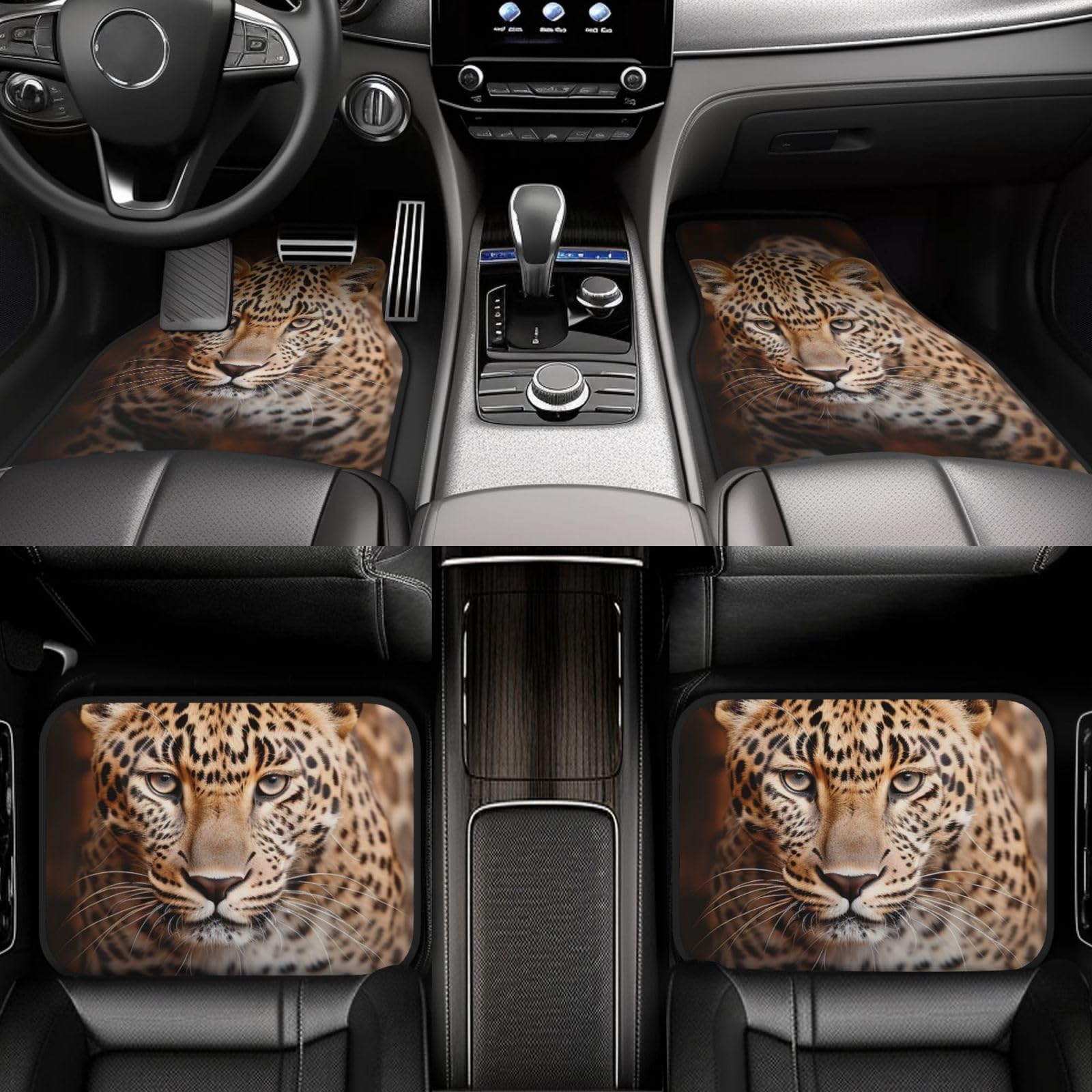 Tapis de sol voiture léopard marron pour passagers et aventures