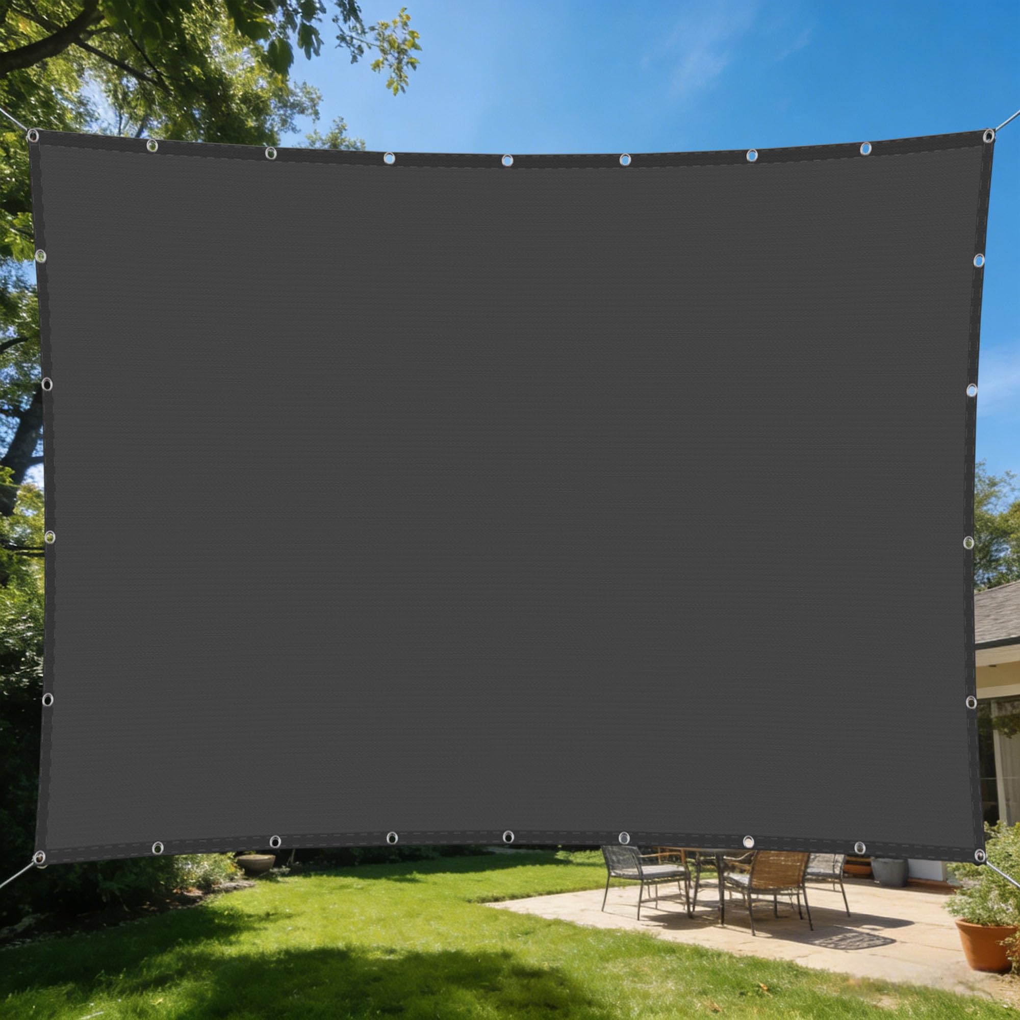 Voile d'ombrage rectangulaire gris foncé imperméable 3x5.5 m pour toile ombrage extérieur
