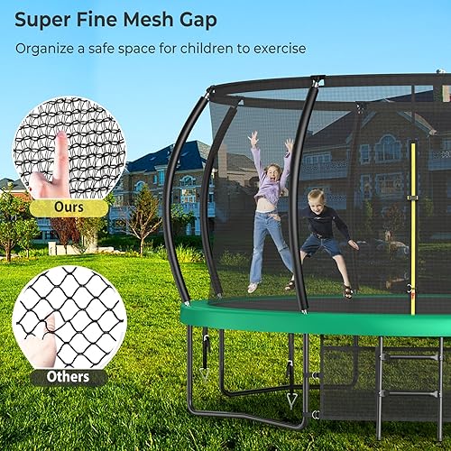 Miniatura 4 de Trampolín para exteriores mejorado de 16, 15, 14, 12, 10 pies, para niños y adultos, trampolines de calabaza con postes curvos, trampolín recreativo