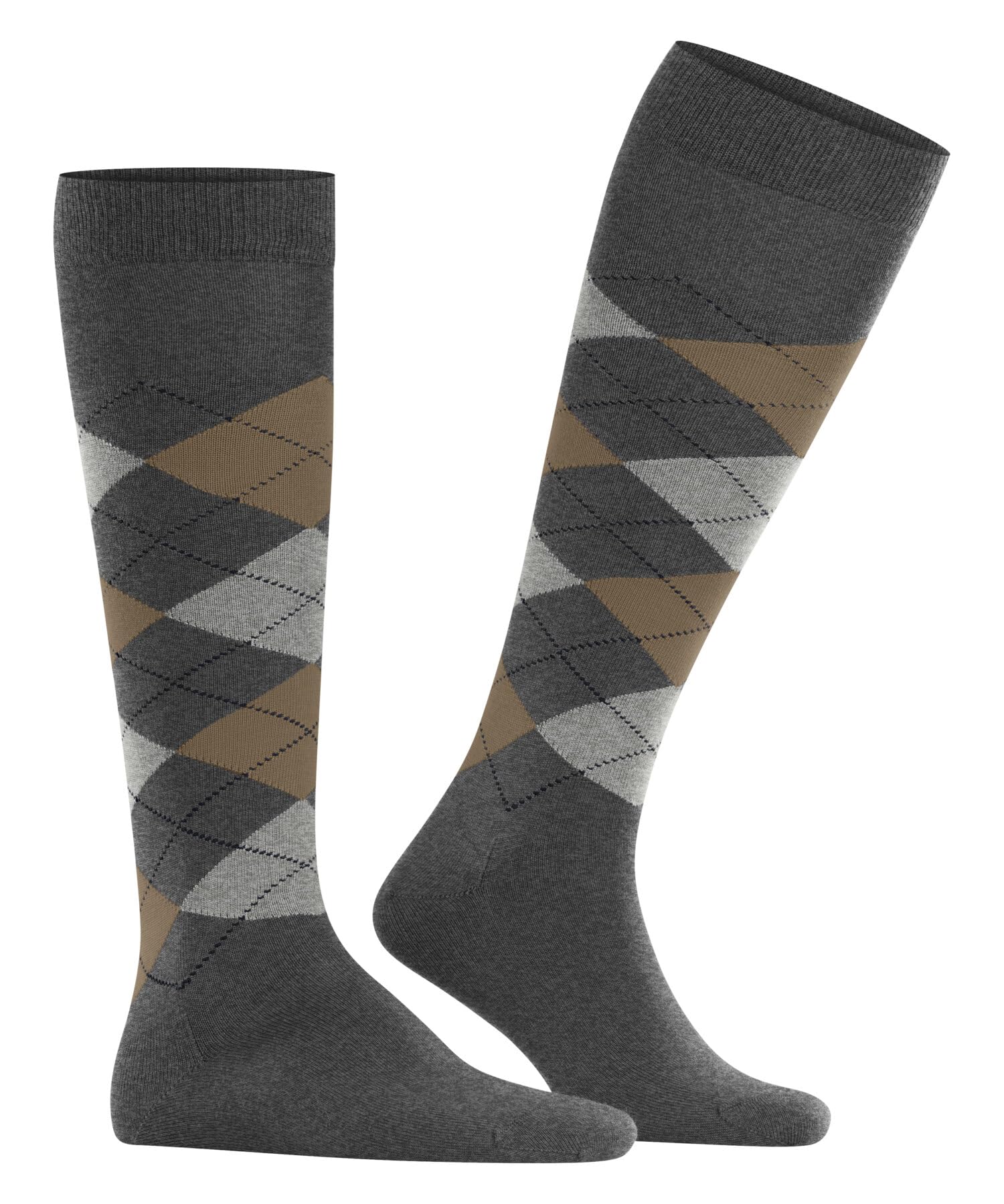 Burlington Mężczyźni Podkolanówki Edinburgh M Kh Wełna długie z wzorem 1 Para, Szary Dark Grey 3070, 40-46