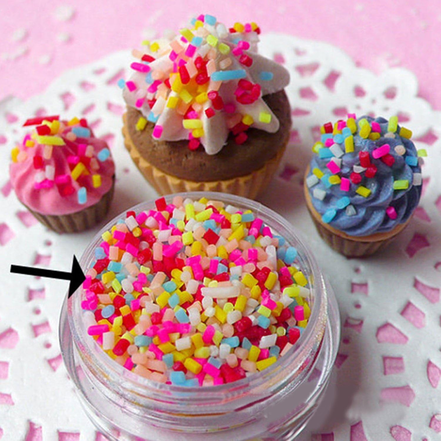 Ferbixo 100g DIY Polymer Clay Colorful Fake Candy Sweets Sugar Sprinkles Decorations for Fake Cake Dessert Simulation Food Dollhouse Style