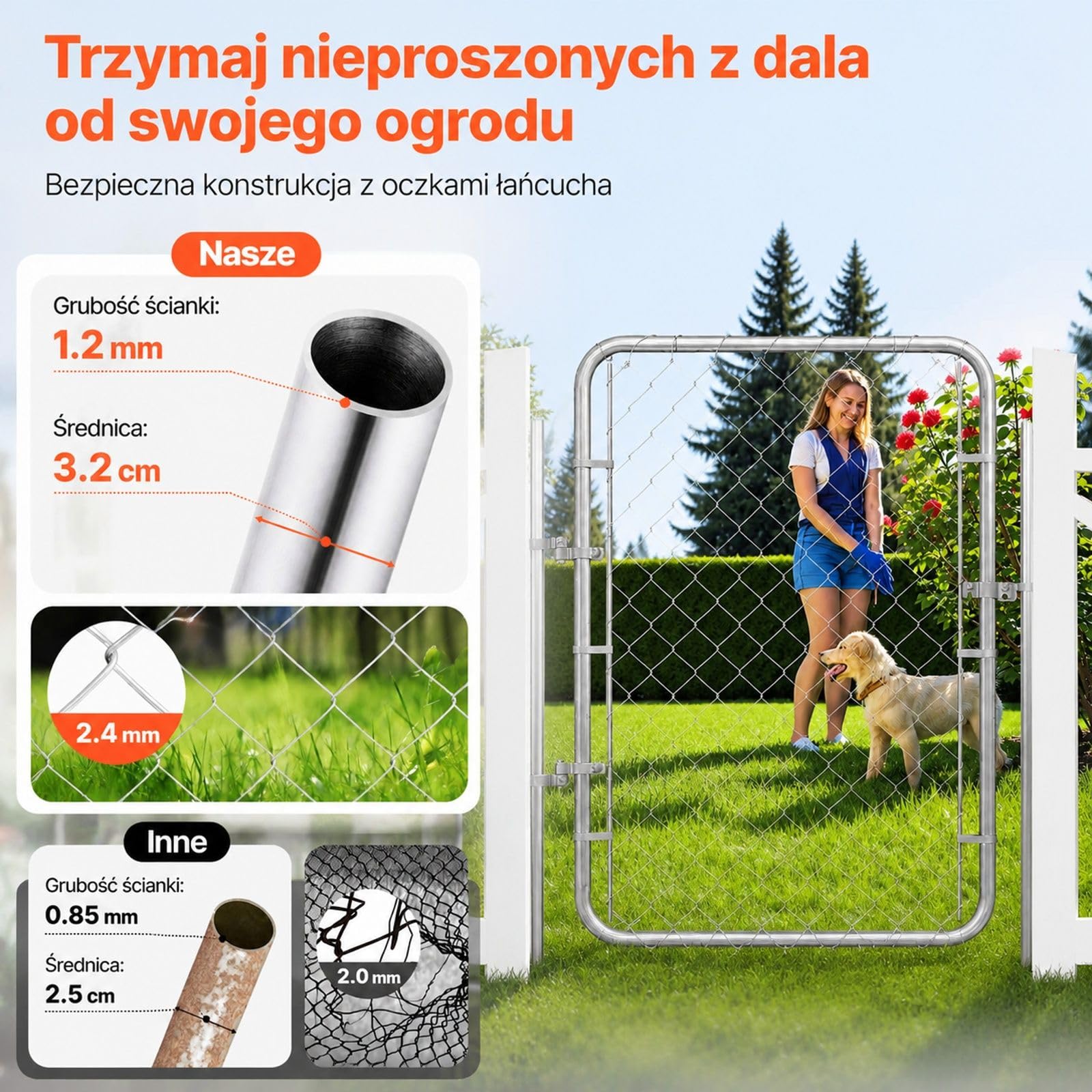 Brama ogrodowa z siatki bez słupków