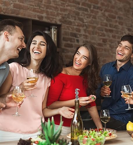 Miniatura 5 de Cheers Tapón de vino de metal con caballito de mar, accesorios elegantes para tapones de vino para botellas, tapón de botella de vino Ocean Life,