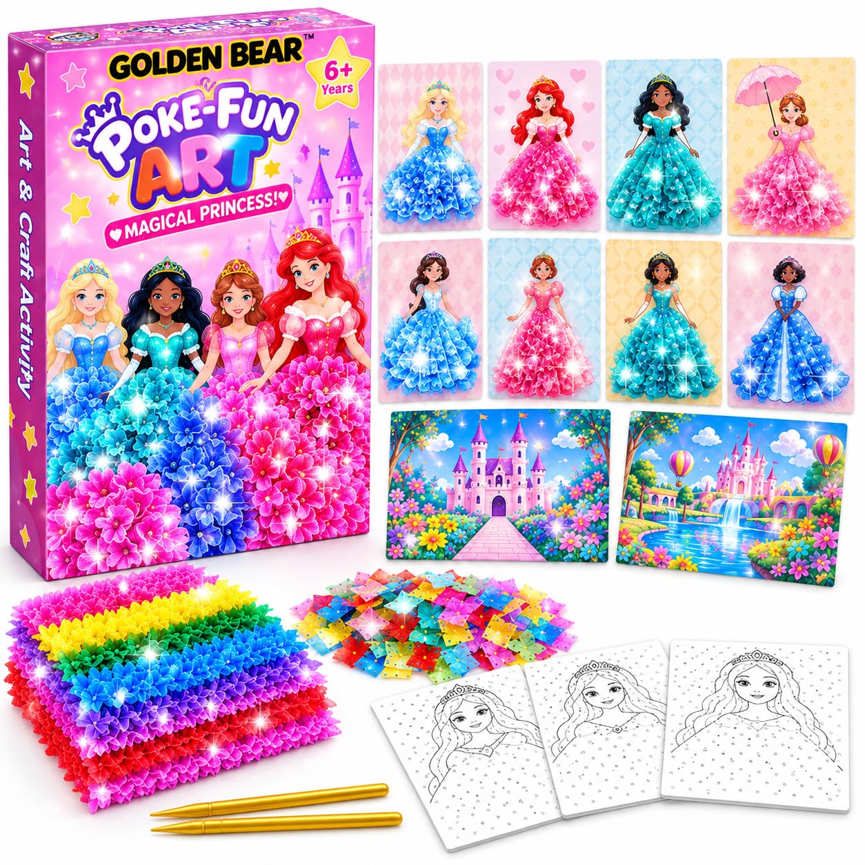 Golden Bear Poke-Fun Art Magical Princess Craft Kit per bambini