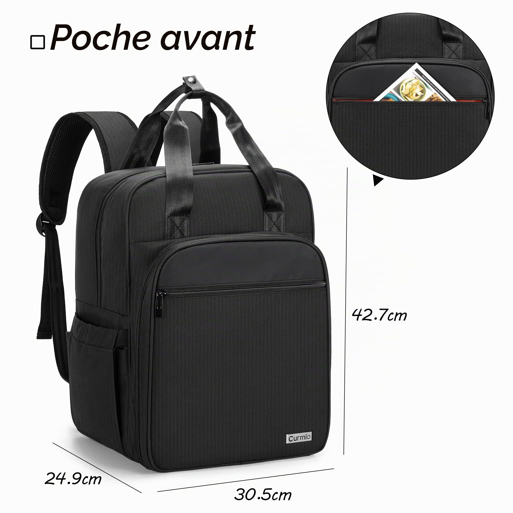 CURMIO Barman Sac Voyage Barman Trousse Sac à dos avec compartiments rembourrés, sac de transport portable pour ensemble d'outils de bar, maison à l'intérieur en plein air, sac seulement, Noir | Spécial pour Ensemble D'outils de Bar, Plusieurs Bandes & Co