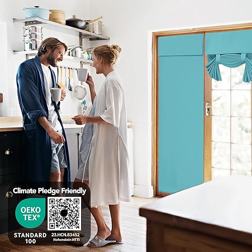 Miniatura 70 de Deconovo Cortina opaca de Navidad para puertas de vidrio y luces laterales, panel de privacidad con aislamiento térmico con doble bolsillo para