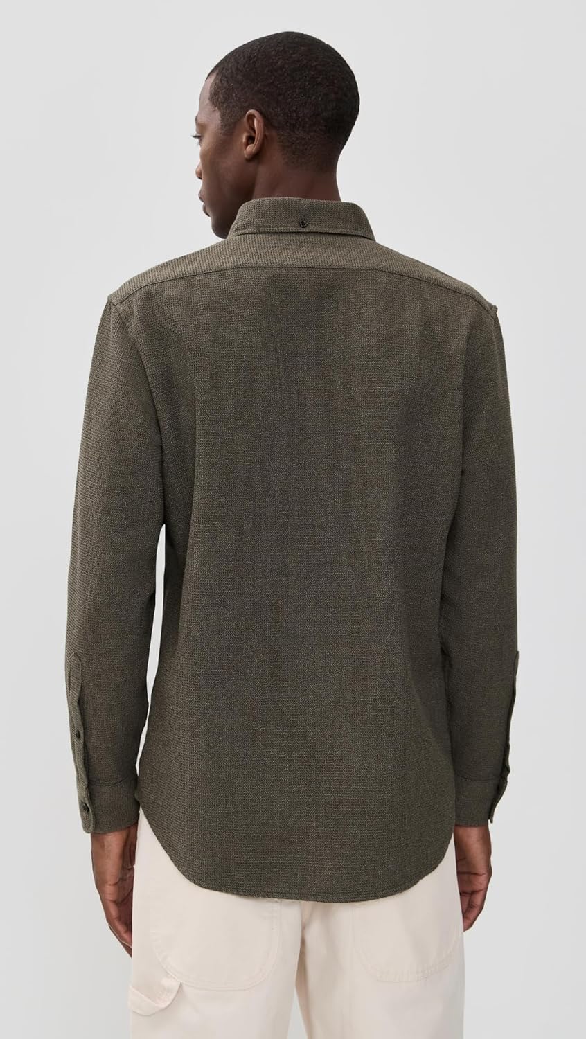 Taylor Stitch Men's The Jack Waffle Shirt, Fatigue Olive, 16" Neck - Image 4