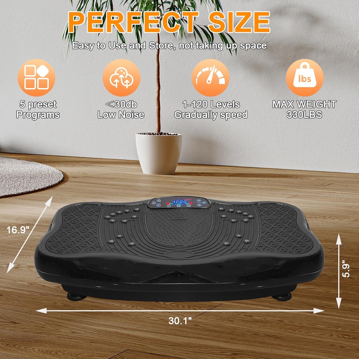 XXL 660LBS Vibration Plate Exercise Machine for Weight Loss, Whole Body Workout Vibration Fitness Platform ,Home Training Equipment ,Sport Gym for Fat Burner & Shaping for Women Men,Black