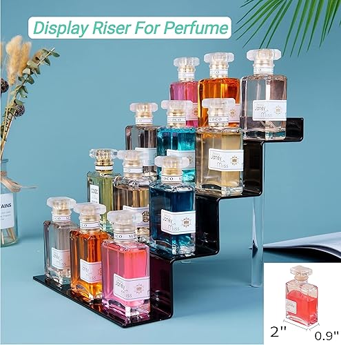 Miniatura 3 de NEETBU Paquete de 2 soportes de exhibición doblados de 4 niveles para figuras, perfumes, estante de exhibición de esmalte de uñas para decoración y