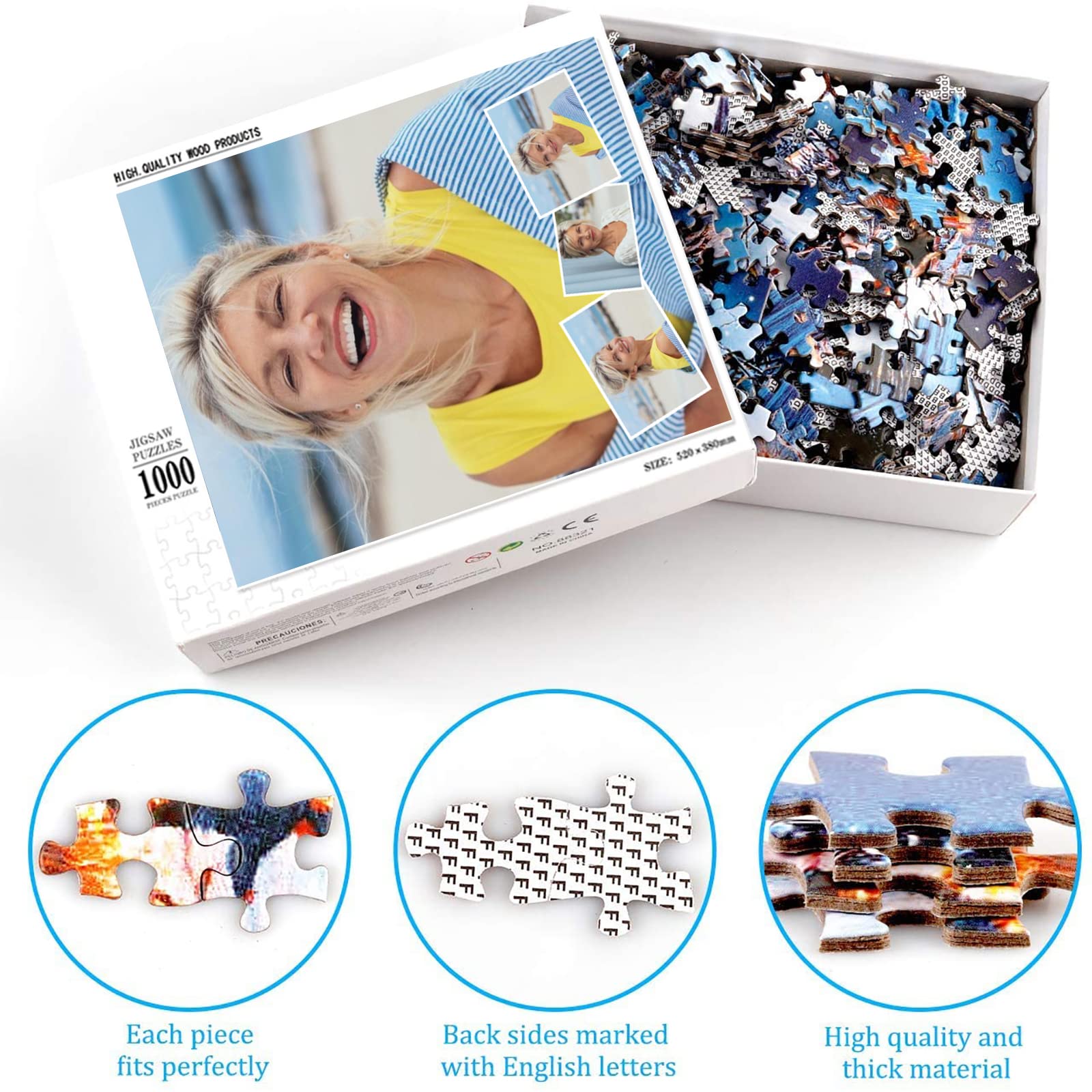 UM UPMALL Puzzle Personalizzato Con Foto - Puzzle di Legno Personalizzati da 120/200/300/500/1000/1500 Pezzi, Puzzle Con Testo Foto Personalizzata, Puzzle Divertenti per Gioco Adulto/Familiare