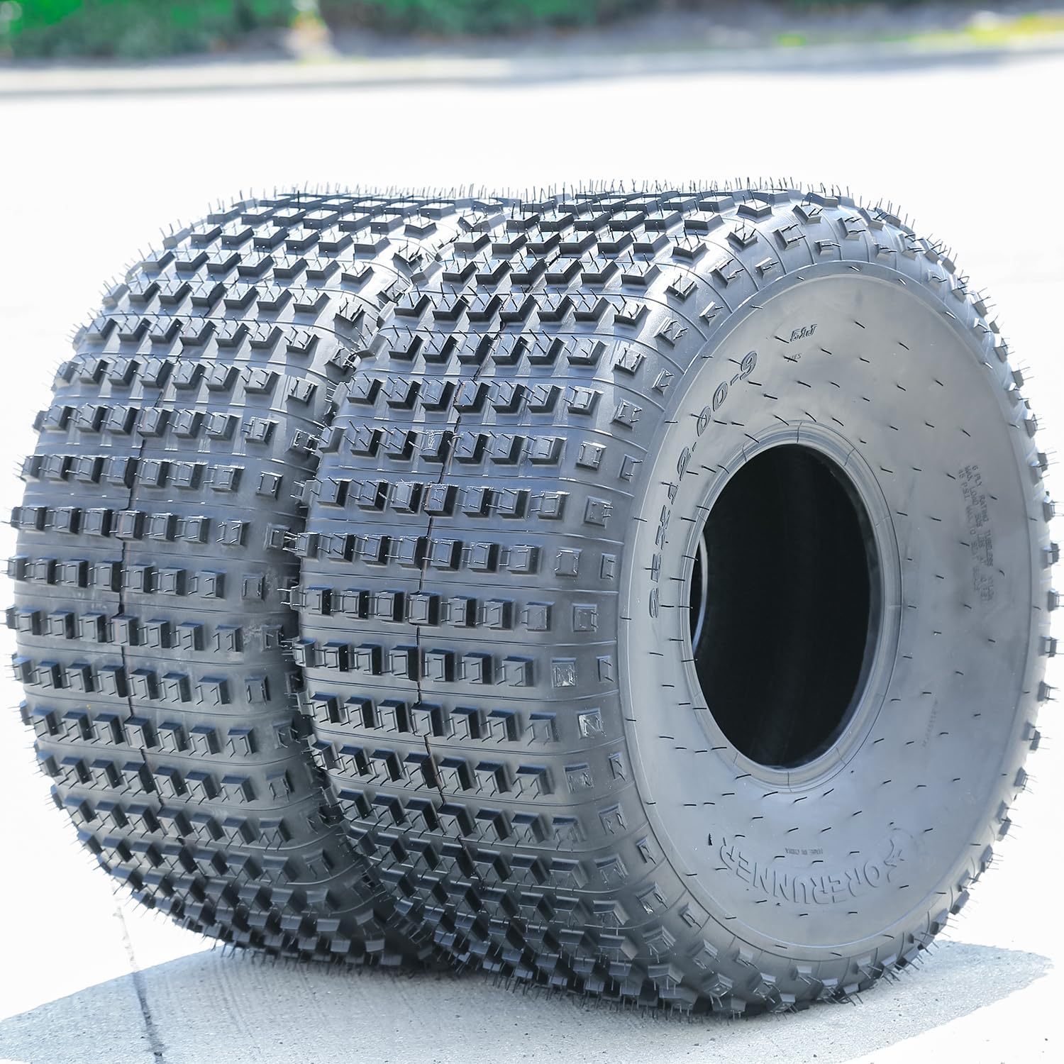 Pair of 2 (Two) Forerunner Ares 25X12.00-9 56J Load Range 6 Ply Off-Road All-Terrain ATV UTV BSW Black Side Wall Tires