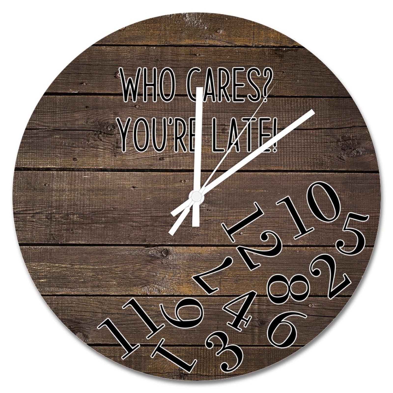 Horloge murale bois marron 38 cm, idée cadeau de Noël et anniversaire