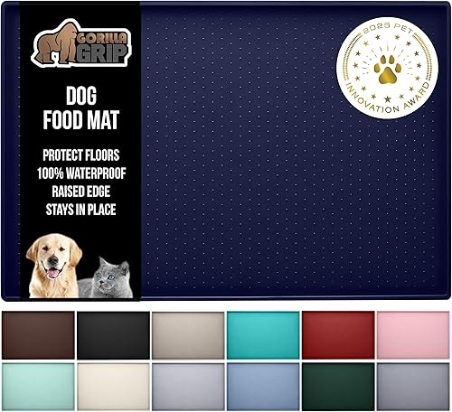 Miniatura 14 de Gorilla Grip - Tapete de 100% silicona impermeable con borde elevado, sin BPA, para alimentación de mascotas, contiene derrames, protege el piso