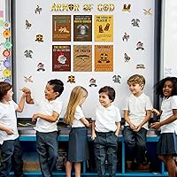 Vista 6 de Harloon 41 tablones de anuncios de la armadura de Dios, decoraciones religiosas para el aula, póster cristiano de versículo bíblico, recortes