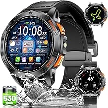 GPS Men's Smart Watch with 530 mAh Battery (Black), 1.43 Inch AMOLED Smart Watch with Call Heart Rate Sleep Monitor 180 Sports Modes for Android iOS, 50 m Waterproof