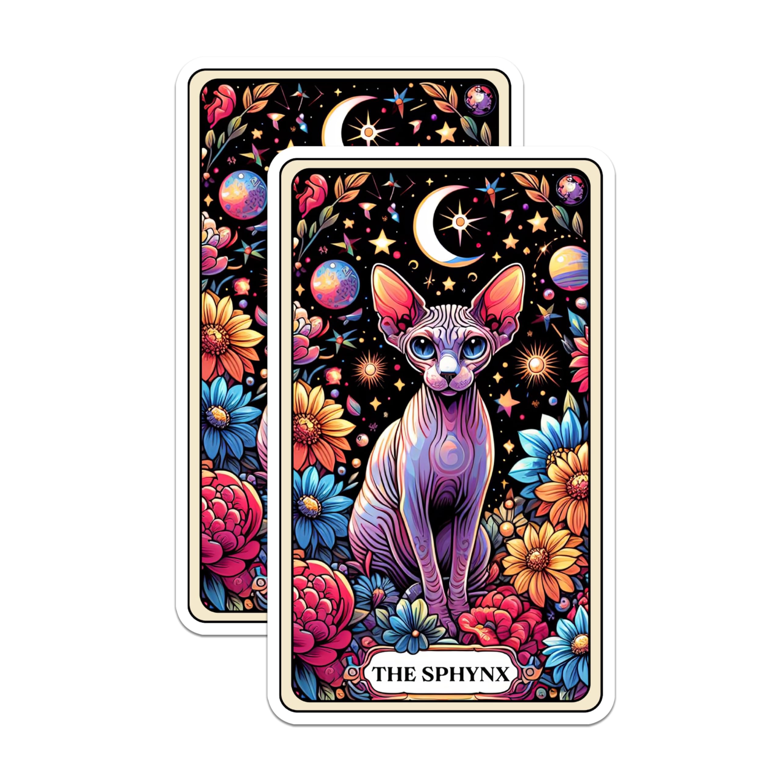 Stickers tarot chat sphynx pour personnaliser gourde et ordinateur de maman chat