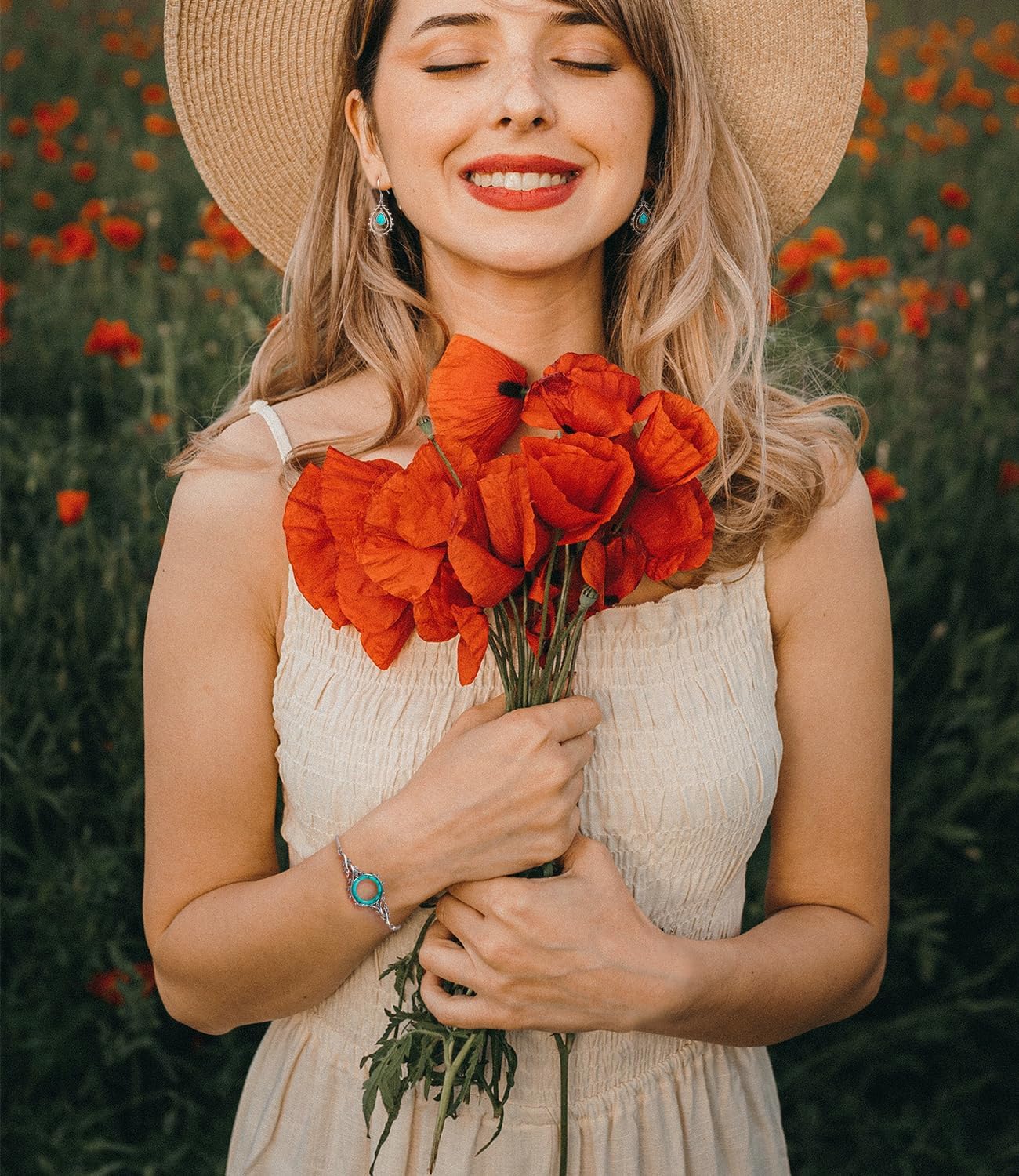 Southwest Real Turquoise Earrings for Women 925 Sterling Silver Genuine Boho Style Green Teardrop Gemstone Earring Jewelry for Her Wife Mom - Image 7