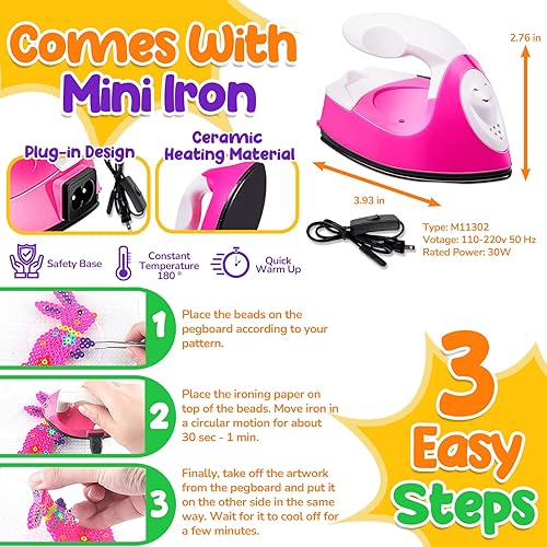 Miniatura 3 de Goody King Juego de cuentas de fusible para tablero de hierro, kit de cuentas de fusible para manualidades infantiles con tablero de clavijas de