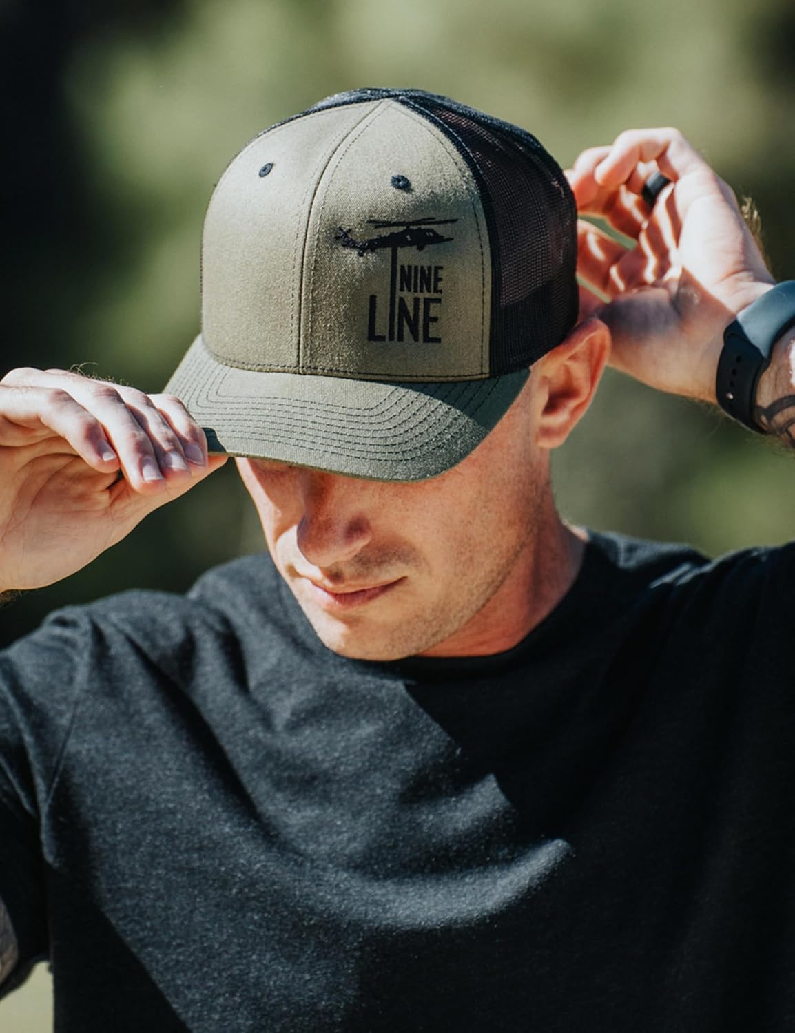 Nine Line Snapback Dropline Hat Adjustable Mesh Back Baseball Cap for Men, Embroidered American Flag, USA Patriotic Hat - Image 3