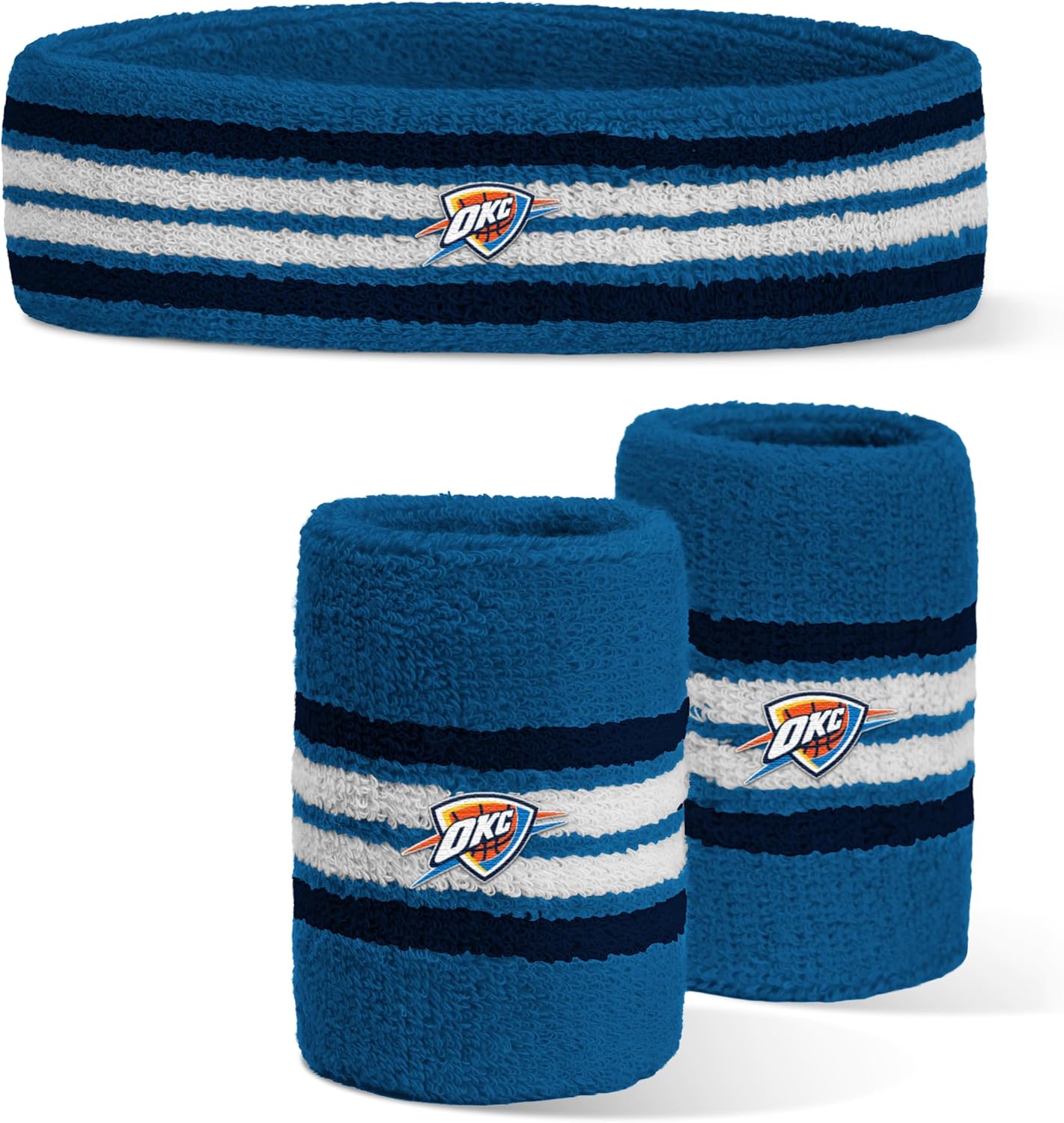 For Bare Feet NBA Officially Licensed Team Logo Headband & Wristband Combo Pack Team Color OSFM
