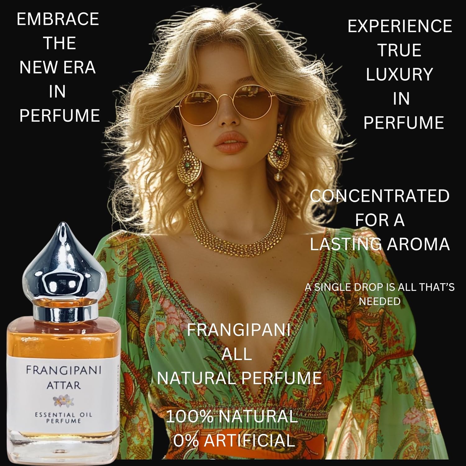 Frangipani Attar Absolute Essential Oil Perfume (Plumeria) 8 ml~ All Natural~Organic~Vegan~Gluten Free~Alcohol Free~Cruelty Free~Phthalate Free