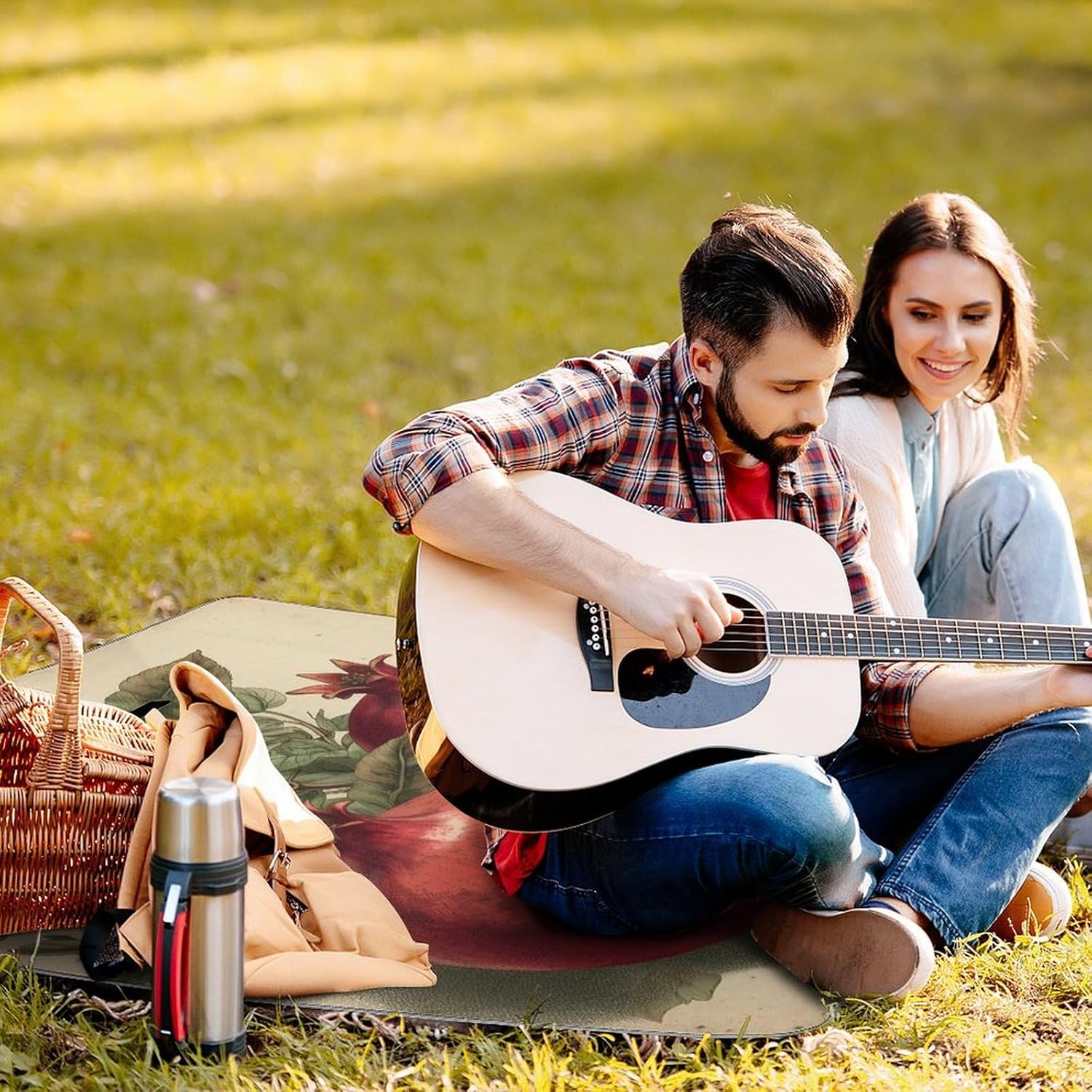 Outdoor Picnic Blanket Extra Large Beach Blanket Waterproof Picnic Mat Berries of Pomegranate Camping Blanket Portable with Carry Strap Park Blanket for Grass Camping Park