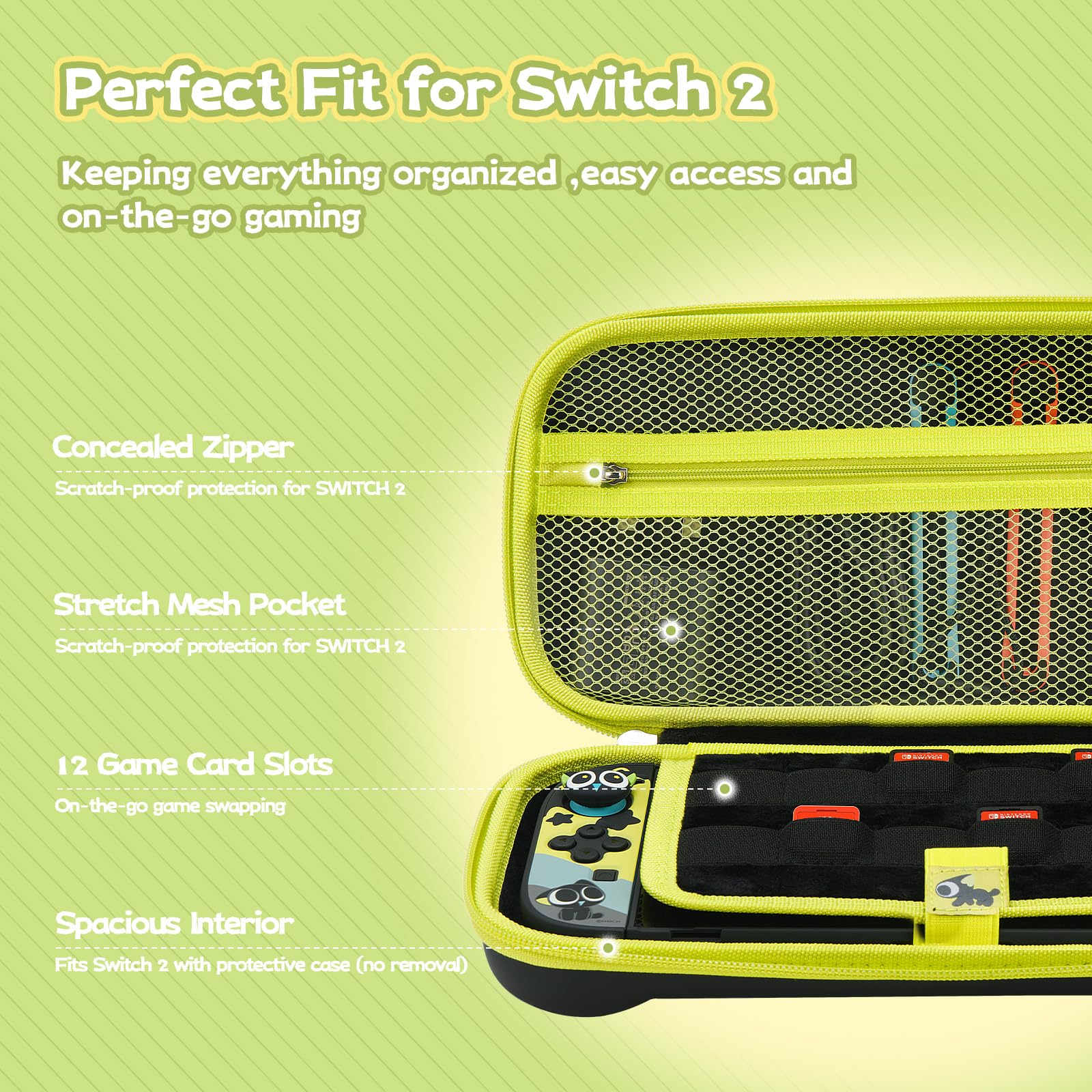 GeekShare Switch 2 Carrying Case, Hardshell Storage Bag with Game Card Slots, Portable Travel Case Compatible with Switch 2 (2025) Console and Game Accessories - The Hei Series - 5